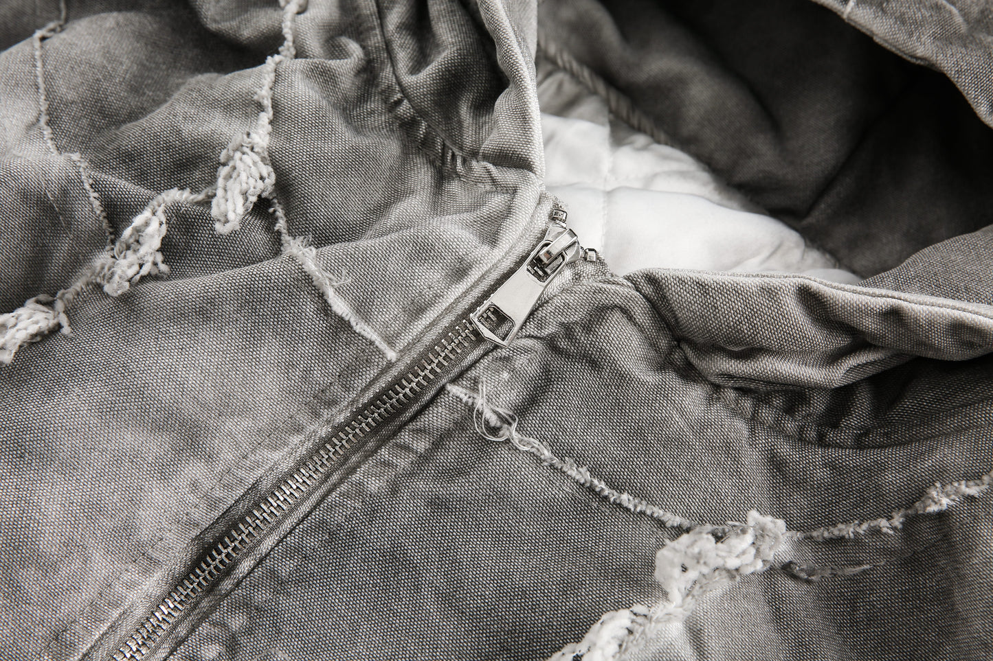 Distressed Embroidered | Padded Hooded Jacket