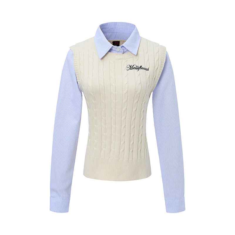Layer Knit | Preppy Shirt Vest Combo