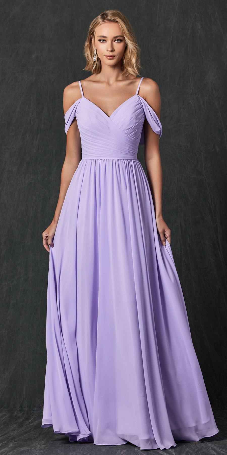 Juliet 262 Pleated Off the Shoulder Formal Dress