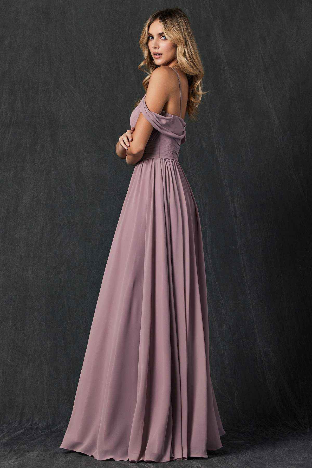 Juliet 262 Pleated Off the Shoulder Formal Dress