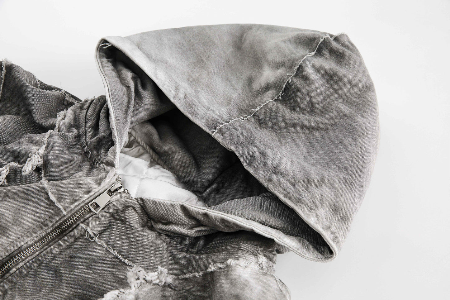 Distressed Embroidered | Padded Hooded Jacket