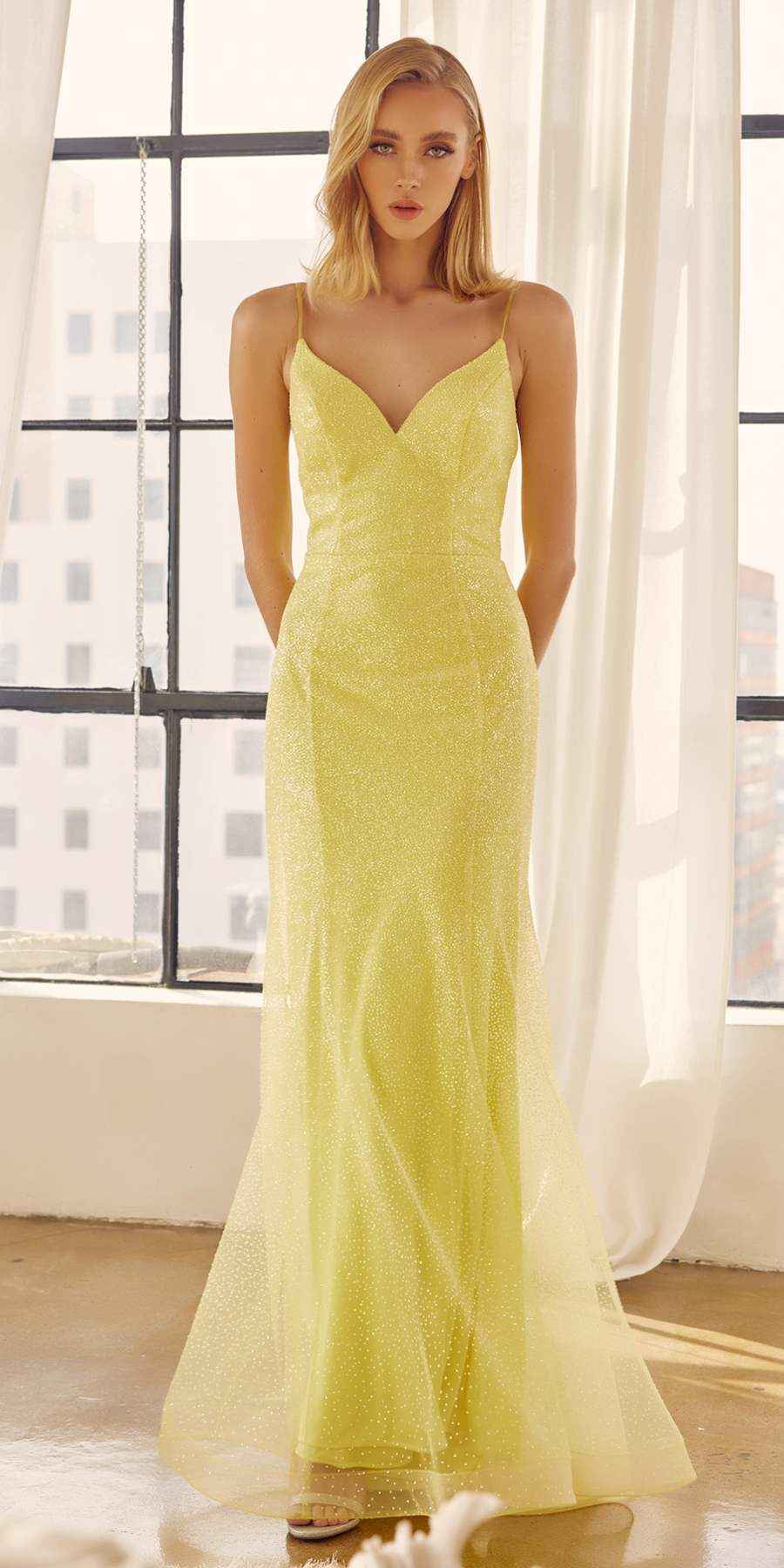 Juliet 271 Glitter Mesh Fitted Evening Gown