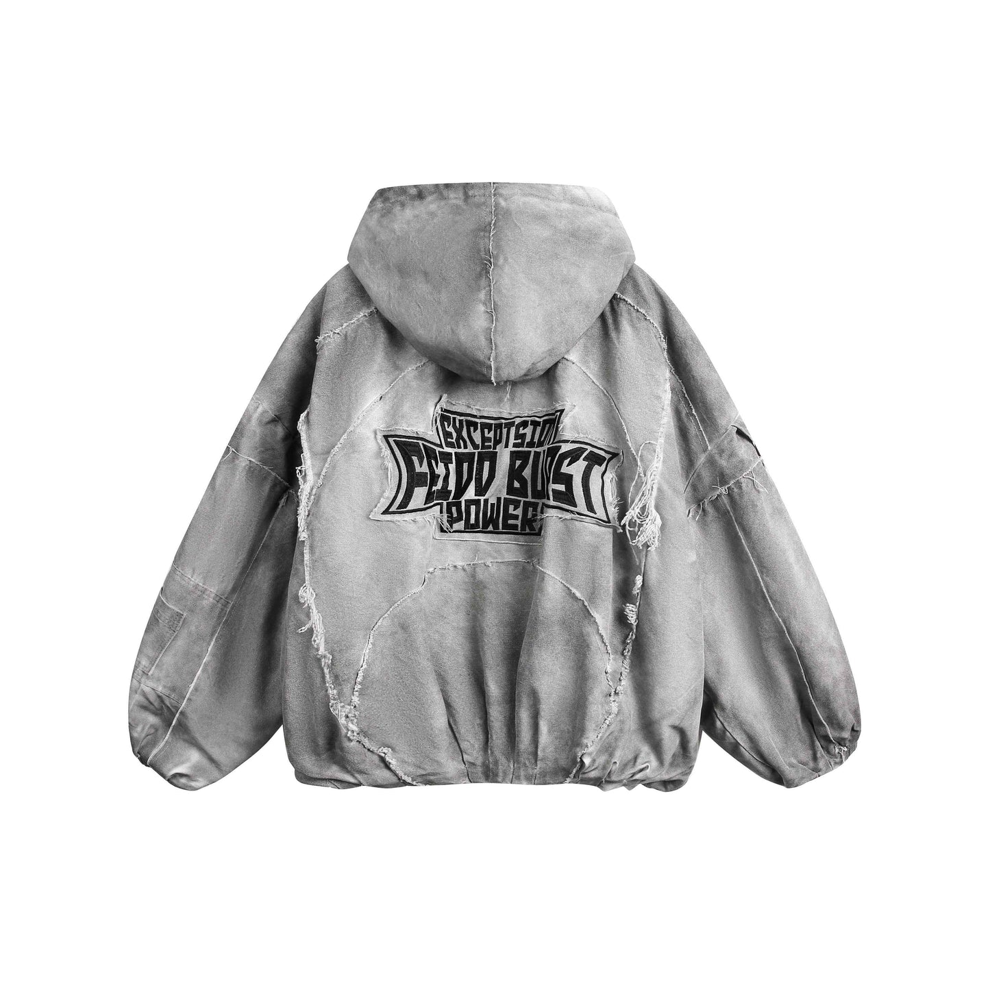 Distressed Embroidered | Padded Hooded Jacket