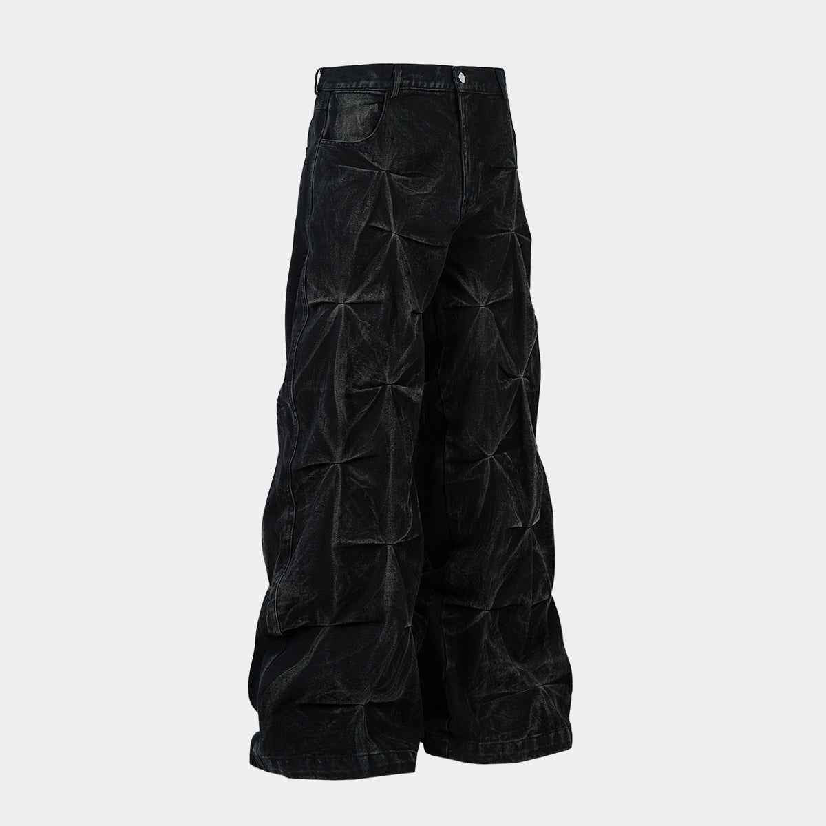 Washed Distressed Pleated | Baggy Jeans