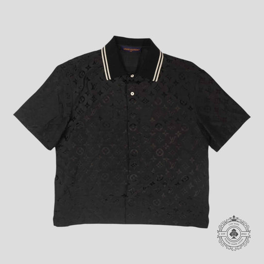 Louis Vuitton Monogram Moire Jacquard Silk Shirt in Black