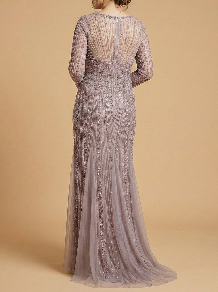 Lara High Neck Beaded Gown - JUSTLUXURY