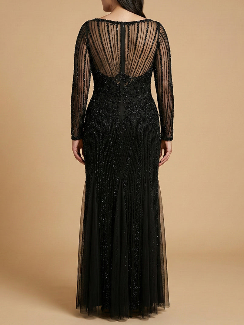 Lara High Neck Beaded Gown - JUSTLUXURY