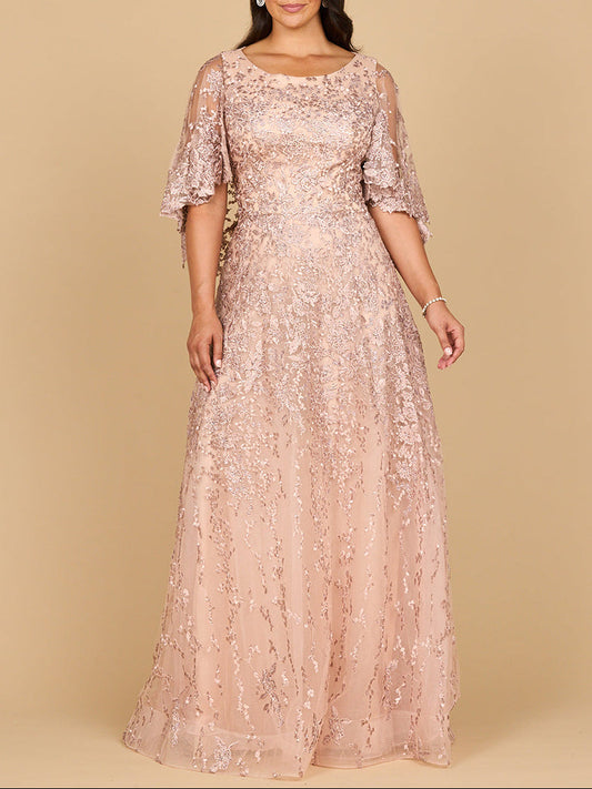 Cape Sleeve Mother's Gown | 28881 - JUSTLUXURY