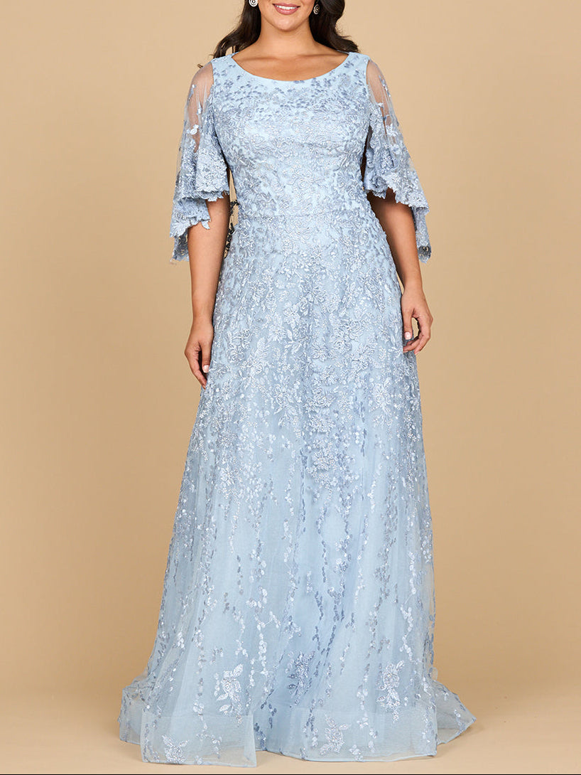Cape Sleeve Mother's Gown | 28881 - JUSTLUXURY