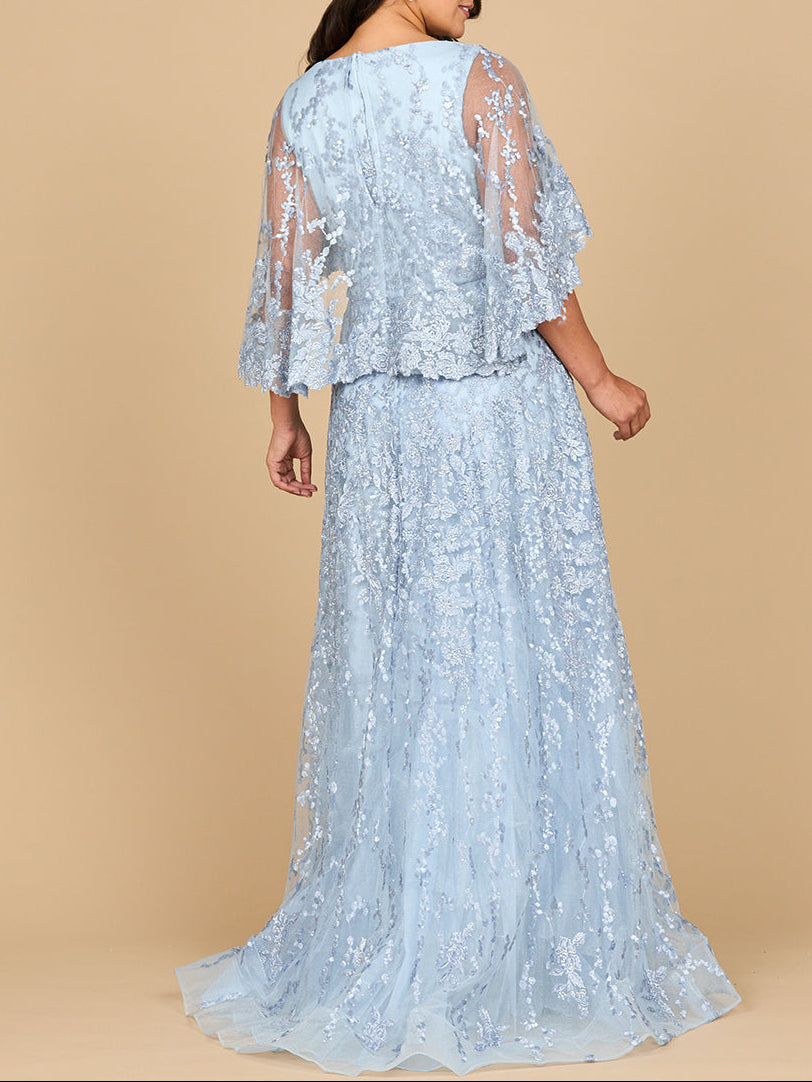 Cape Sleeve Mother's Gown | 28881 - JUSTLUXURY