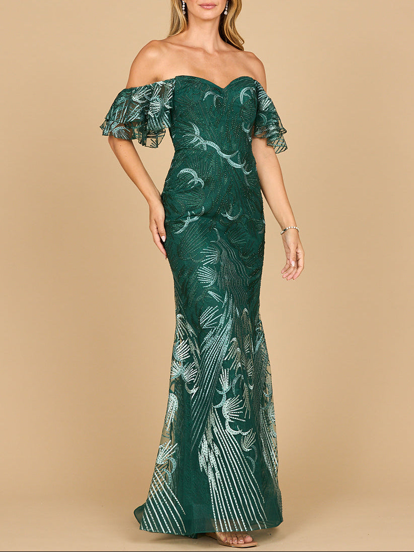 Off Shoulder Mermaid Lace Gown | Lara 28884 - JUSTLUXURY