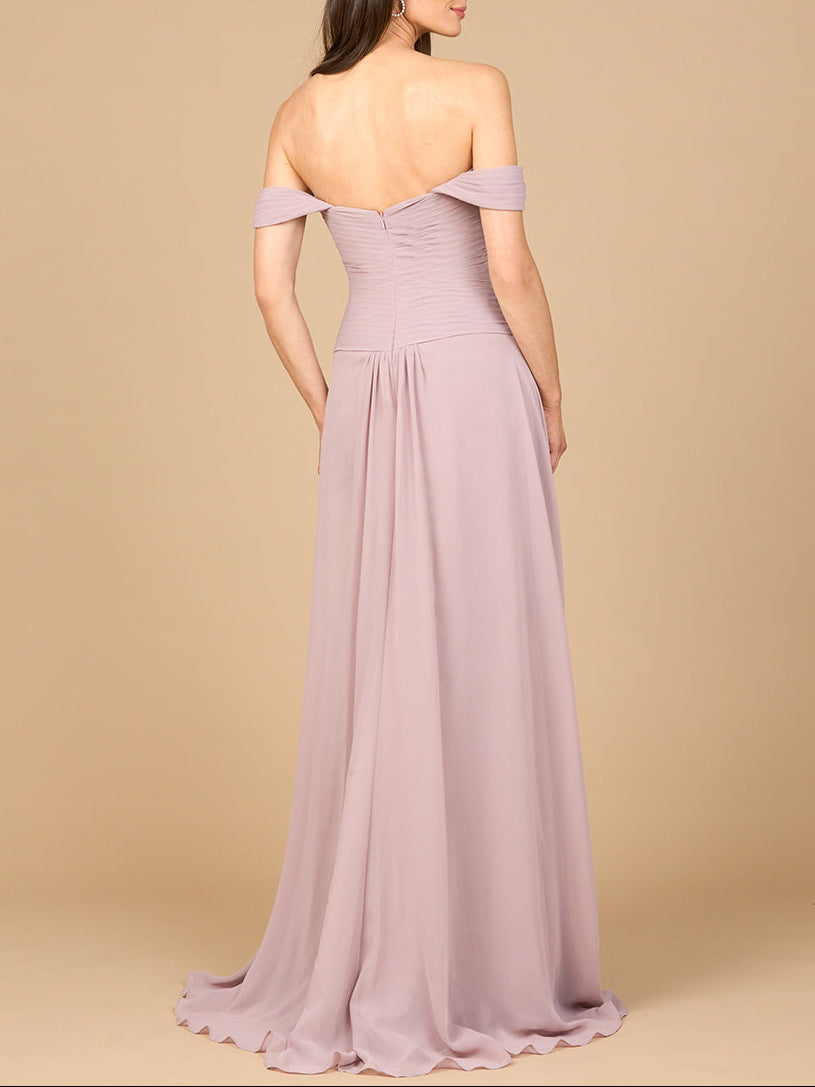 Off Shoulder Chiffon Dress - JUSTLUXURY