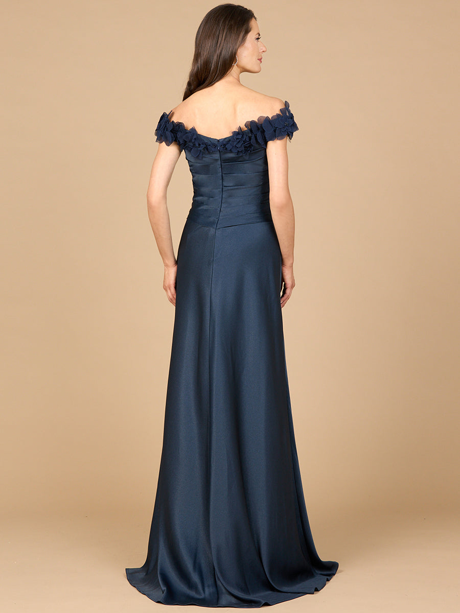 Off Shoulder Satin Gown - JUSTLUXURY