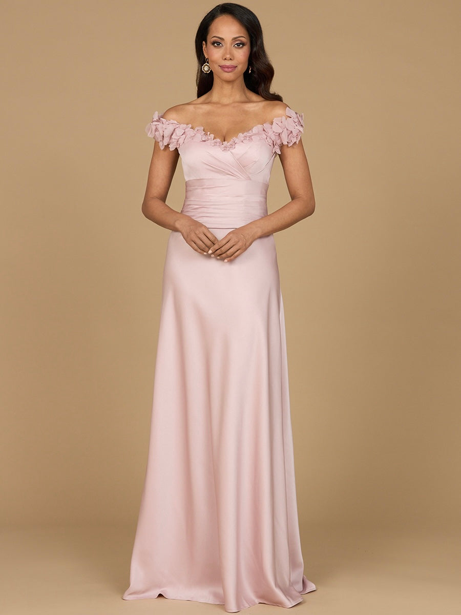 Off Shoulder Satin Gown - JUSTLUXURY