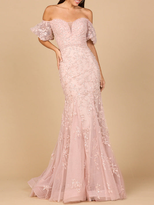 Lace, Off Shoulder Mermaid Gown - JUSTLUXURY