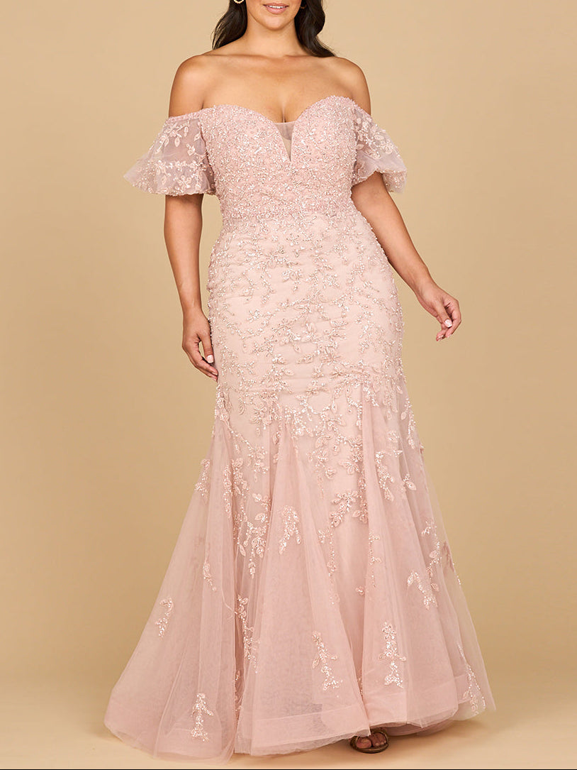 Lace, Off Shoulder Mermaid Gown - JUSTLUXURY