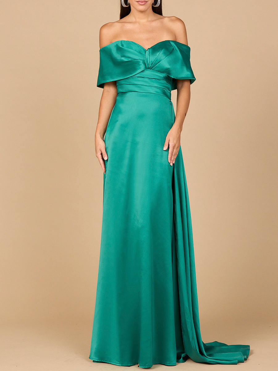 Off Shoulder Satin Dress - JUSTLUXURY