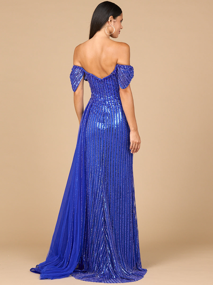 Off Shoulder Fitted Gown - JUSTLUXURY