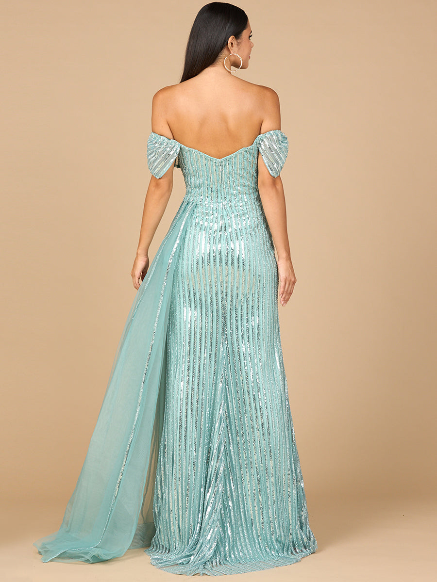 Off Shoulder Fitted Gown - JUSTLUXURY
