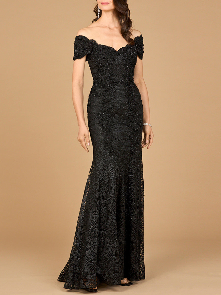Fitted Lace Mermaid Gown - JUSTLUXURY
