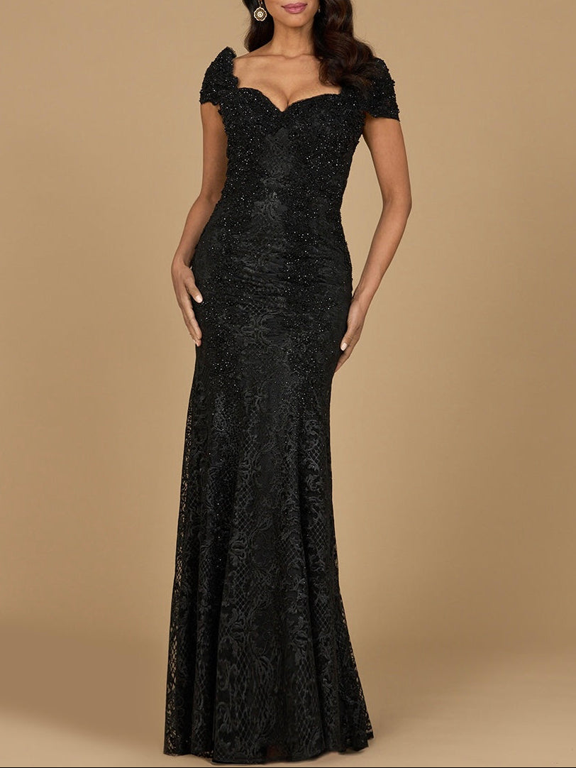 Fitted Lace Mermaid Gown - JUSTLUXURY