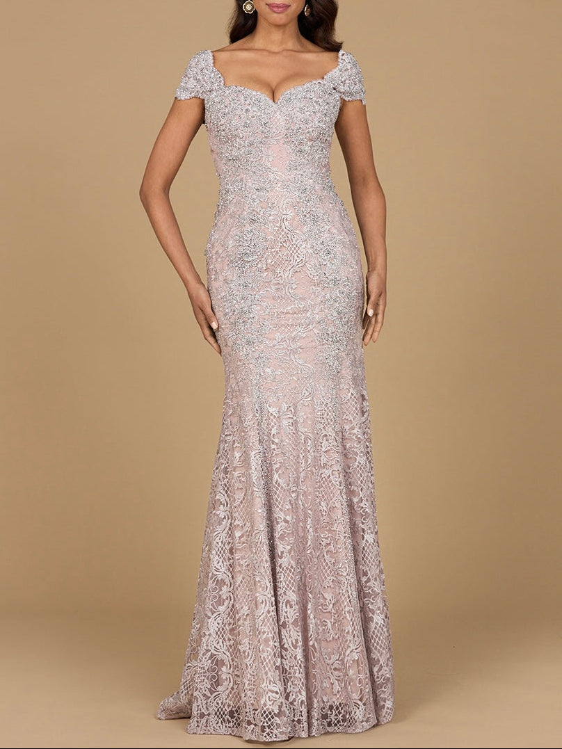 Fitted Lace Mermaid Gown - JUSTLUXURY