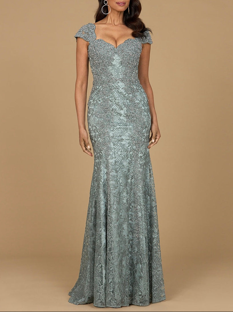 Fitted Lace Mermaid Gown - JUSTLUXURY