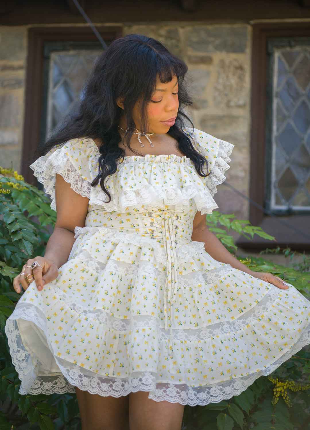 Yellow Rose Garden Party Dress