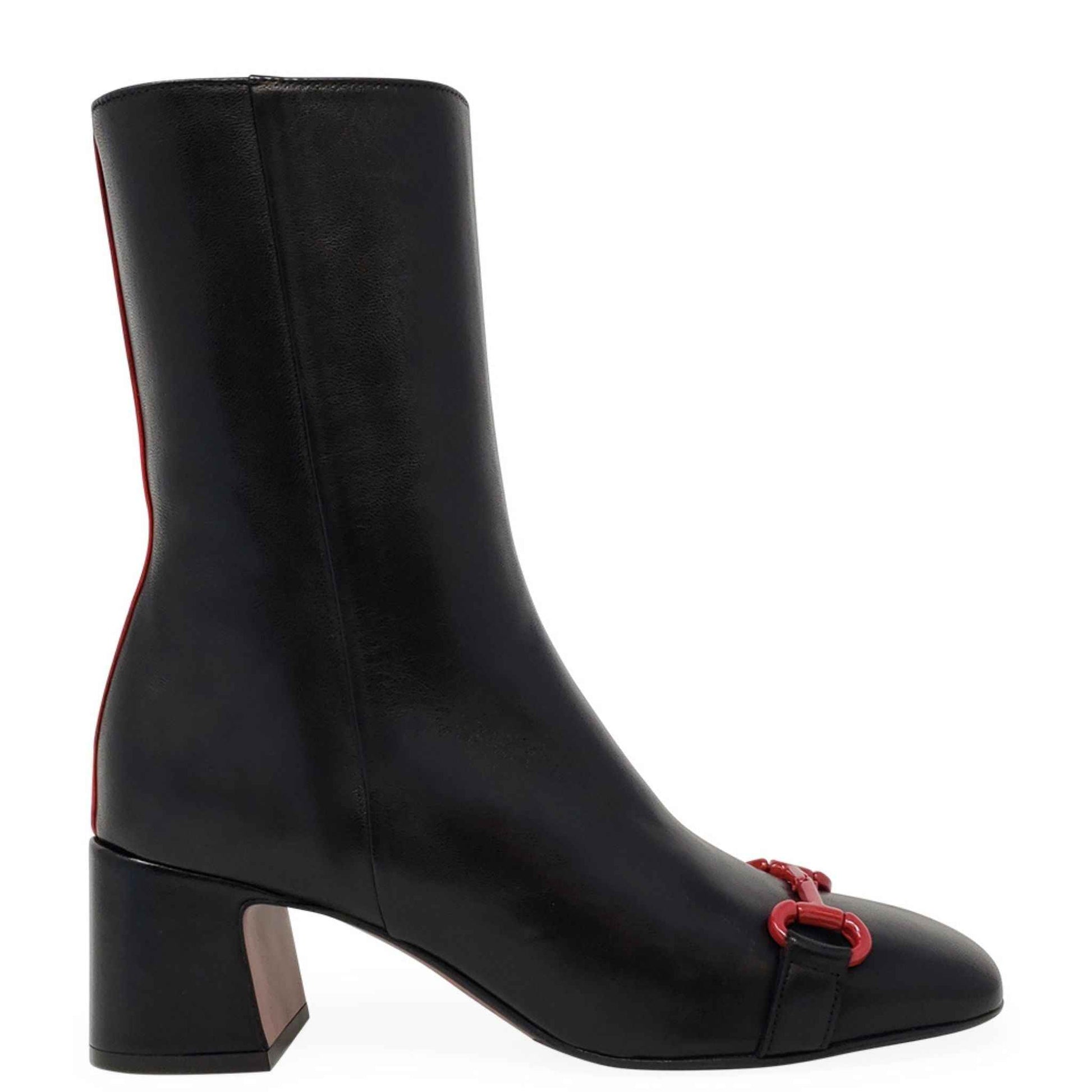 Black Leather Back Stripe Boot