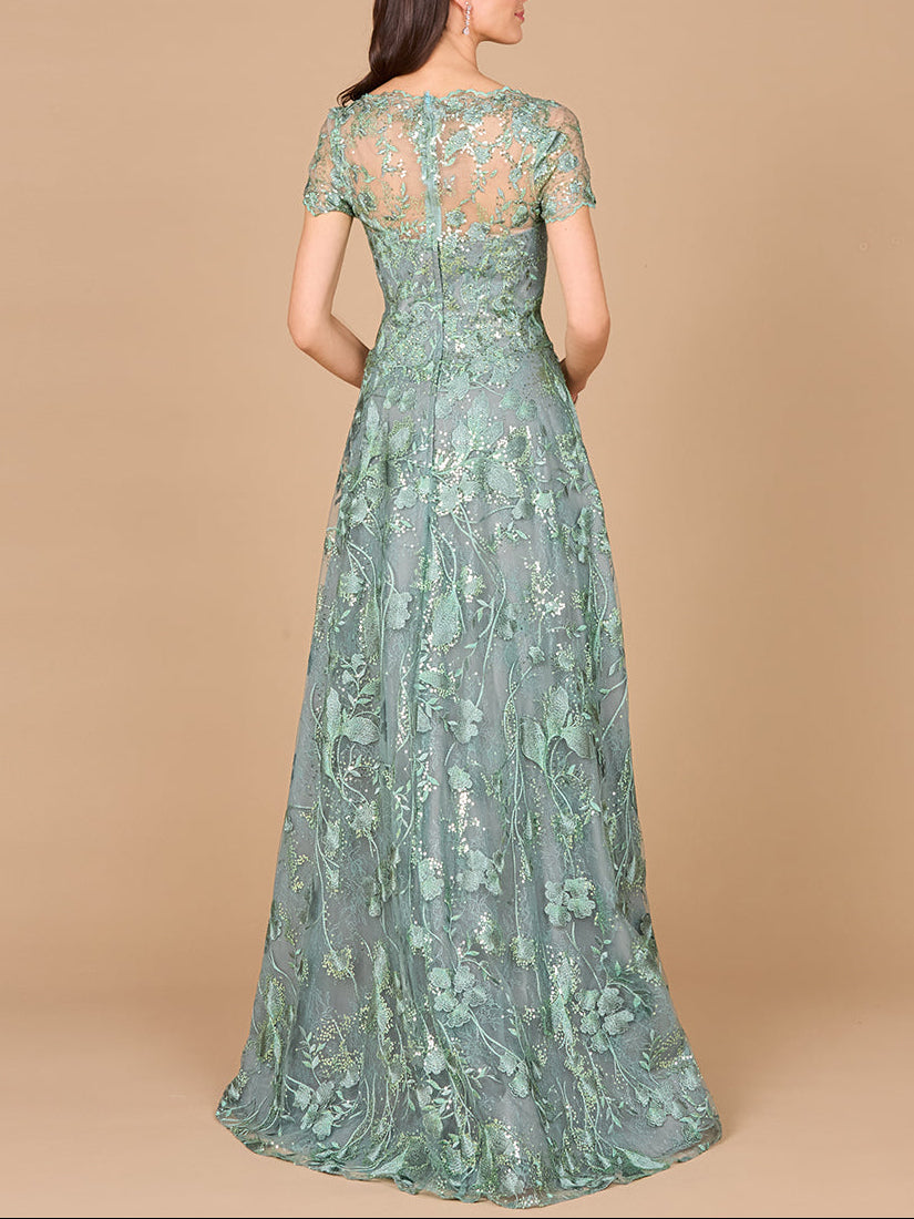 Tonal Lace Ballgown - JUSTLUXURY