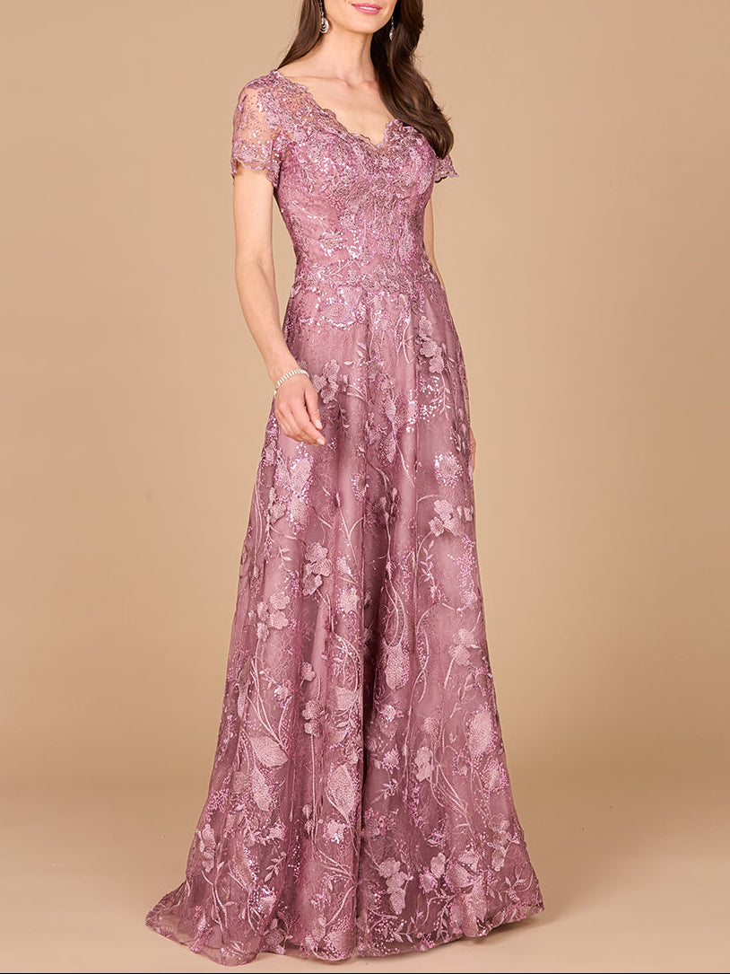 Tonal Lace Ballgown - JUSTLUXURY