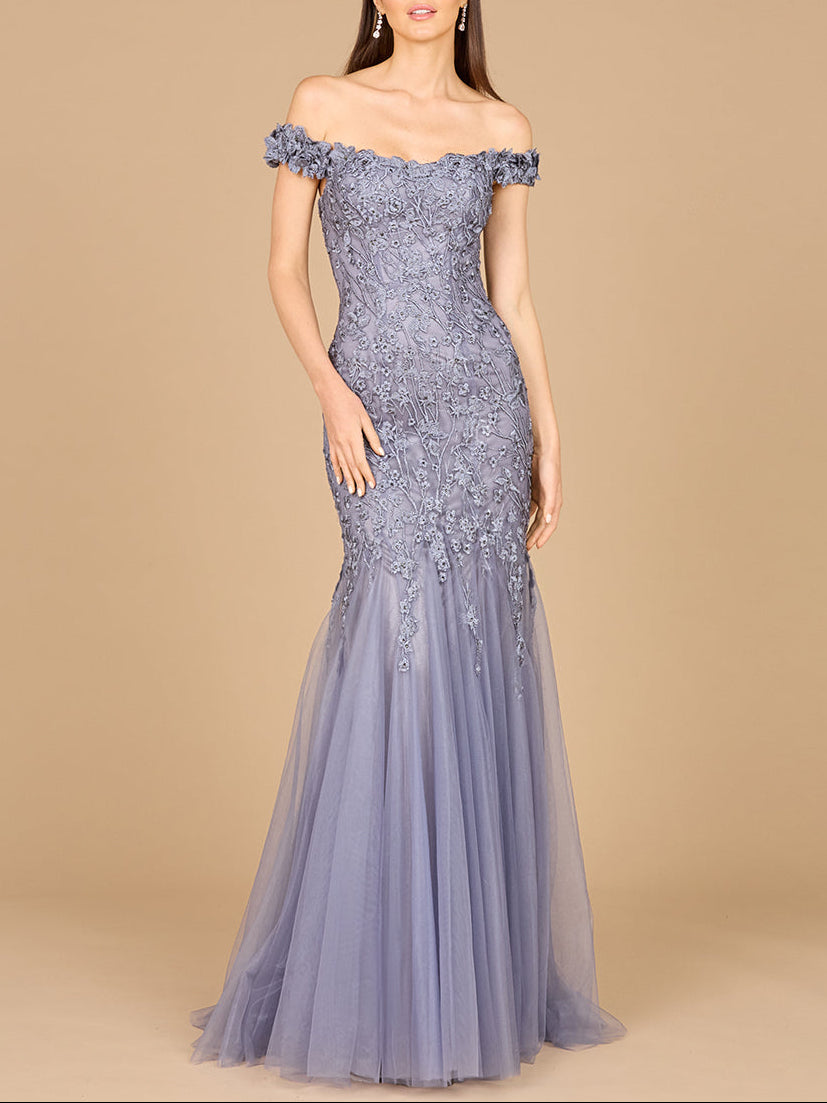 Off Shoulder Mermaid Gown - JUSTLUXURY