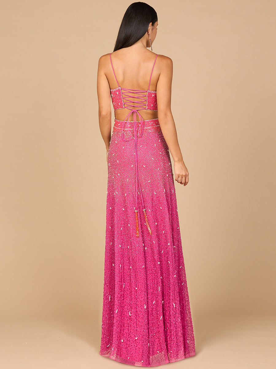 Ombre Beaded Gown  - OUTLET - JUSTLUXURY