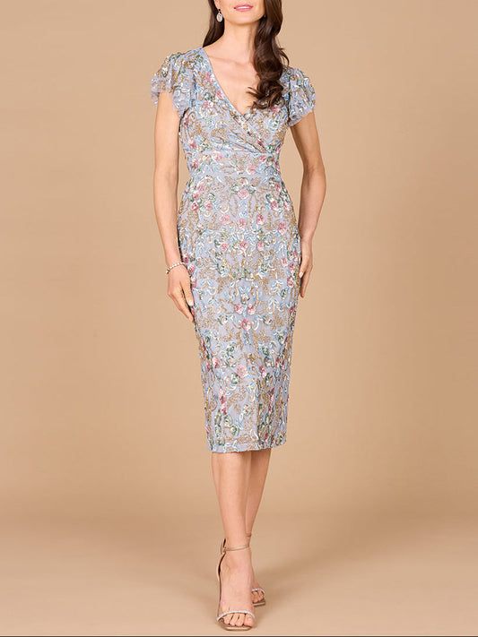 Floral Beaded Midi Dress - JUSTLUXURY