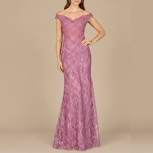 Off Shoulder, Mermaid Lace Gown - JUSTLUXURY