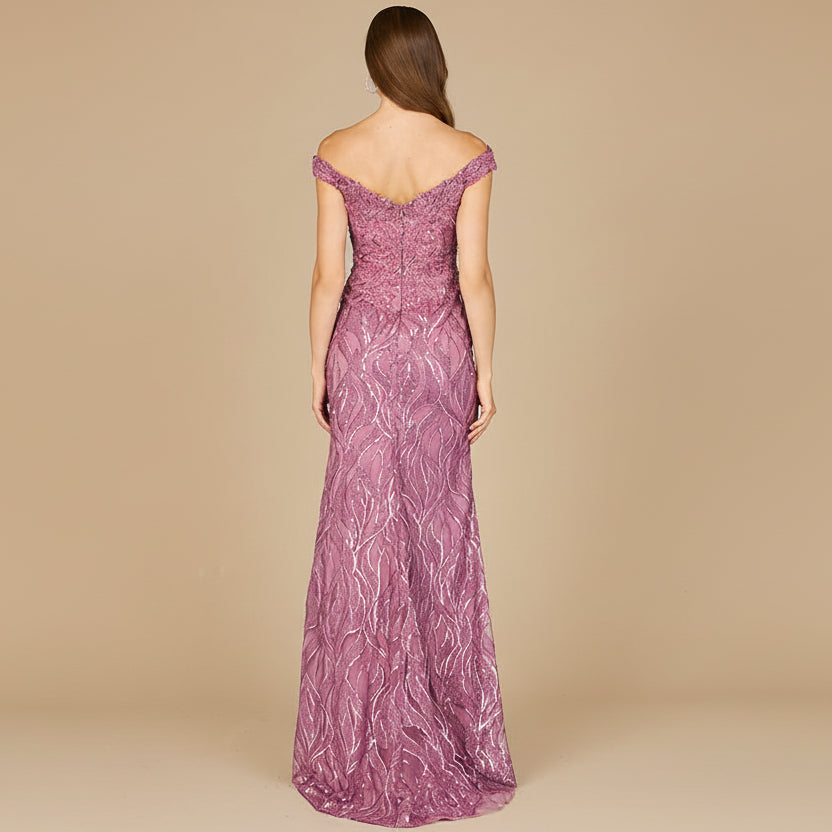 Off Shoulder, Mermaid Lace Gown - JUSTLUXURY