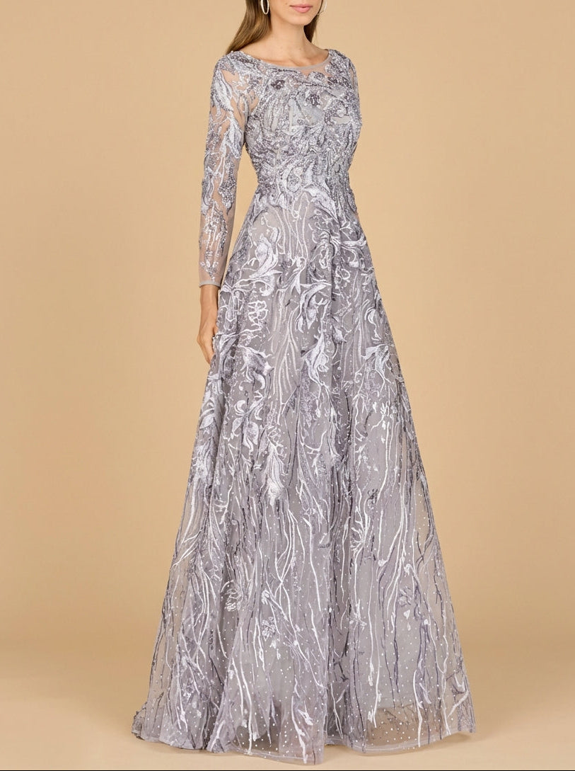 Long Sleeve Modest A-line Gown - JUSTLUXURY