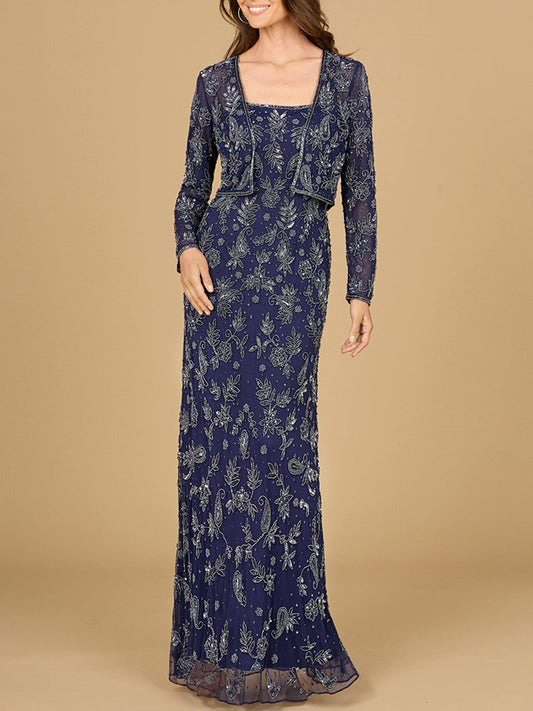 Sheath Gown with Long Sleeve Jacket - JUSTLUXURY