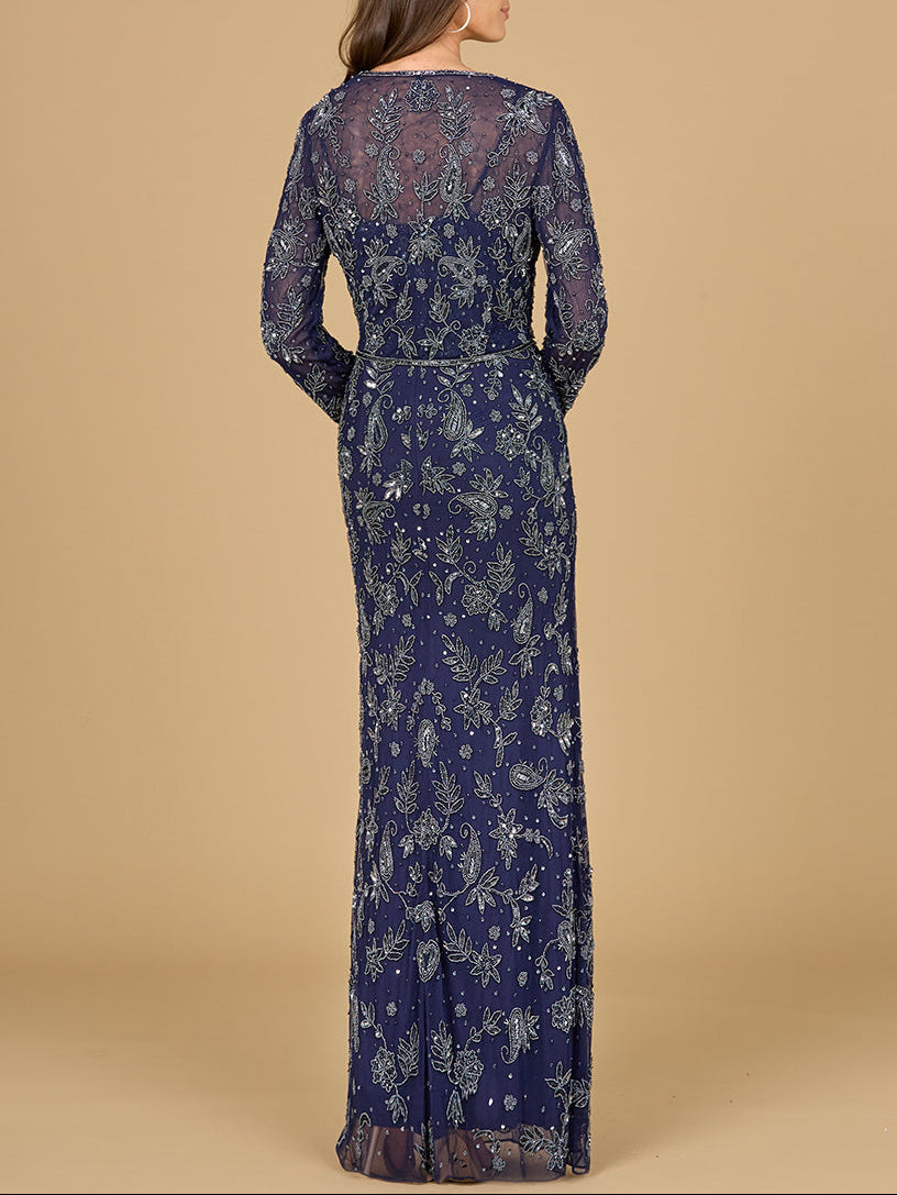 Sheath Gown with Long Sleeve Jacket - JUSTLUXURY