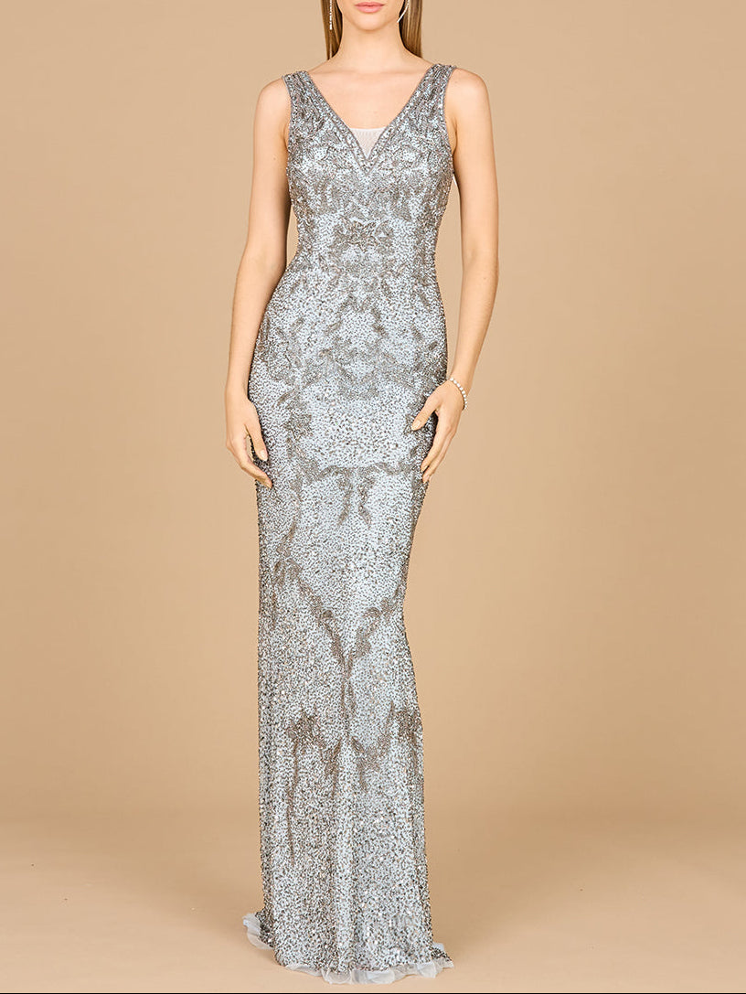 Cowl Back Classy Beaded Dress - JUSTLUXURY