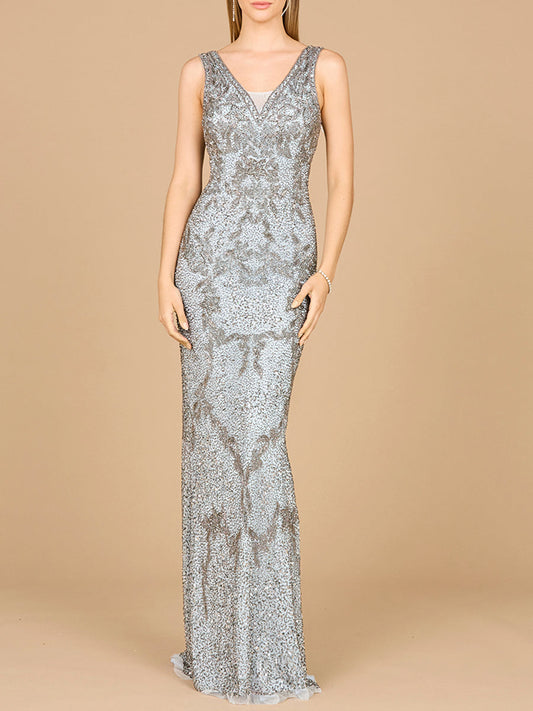 Cowl Back Classy Beaded Dress - JUSTLUXURY