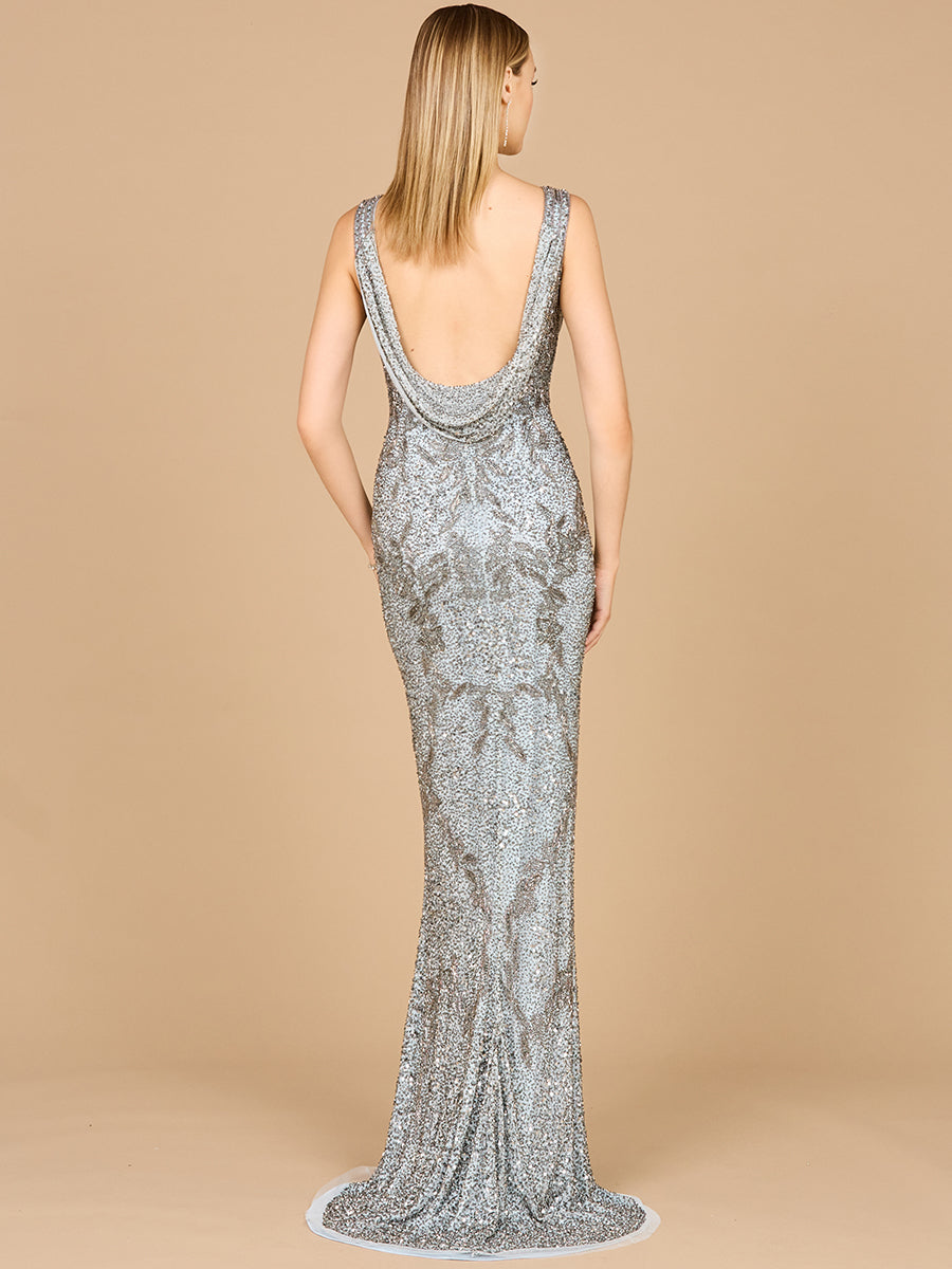 Cowl Back Classy Beaded Dress - JUSTLUXURY