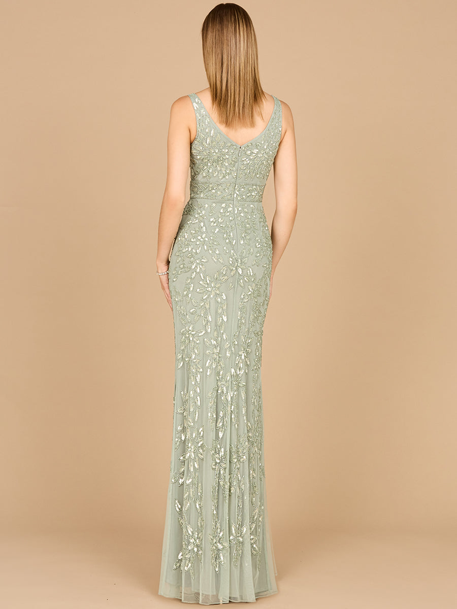 Embellished Gown with Slit - OUTLET - JUSTLUXURY