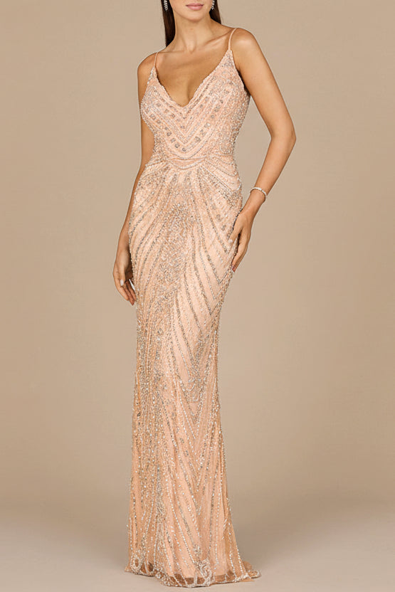 Spaghetti Strap Beaded Dress - JUSTLUXURY