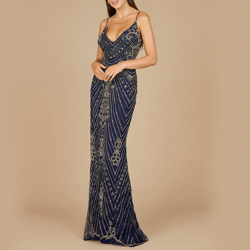 Spaghetti Strap Beaded Dress - JUSTLUXURY