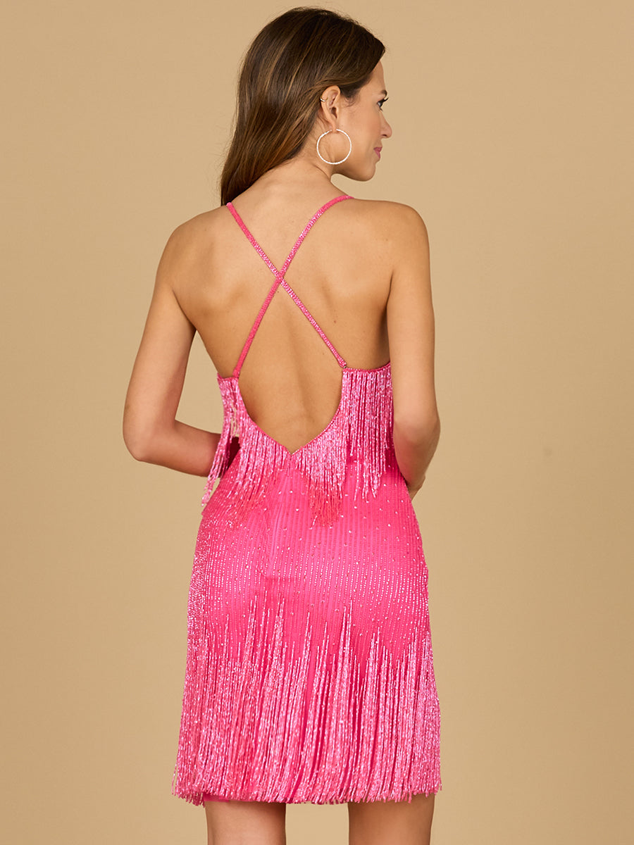 Spaghetti Strap Fringe Dress - JUSTLUXURY
