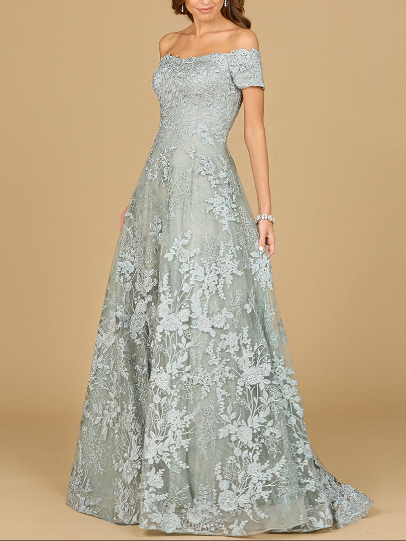 Off Shoulder A-Line Gown | Lara 29122 - JUSTLUXURY