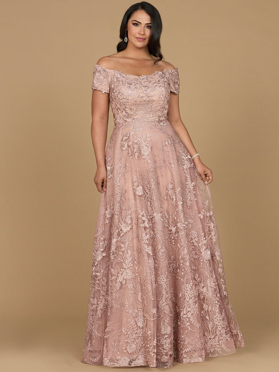Off Shoulder A-Line Gown | Lara 29122 - JUSTLUXURY
