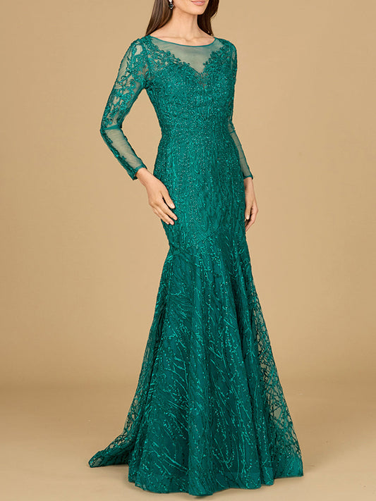 Mermaid, Long Sleeve Lace Gown - JUSTLUXURY