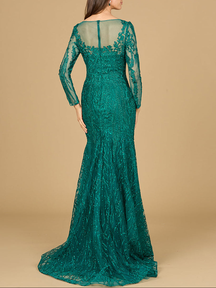 Mermaid, Long Sleeve Lace Gown - JUSTLUXURY